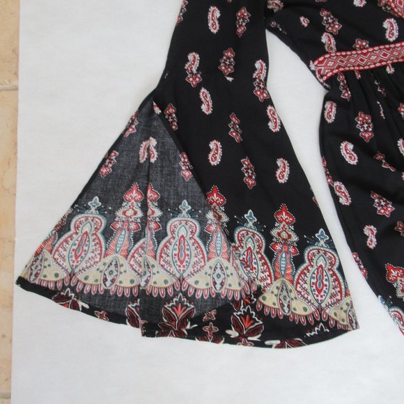 LUNIK Floral Paisley Boho Empire Waist Dress Small Long Sleeve, Black Multicolor - Picture 12 of 15